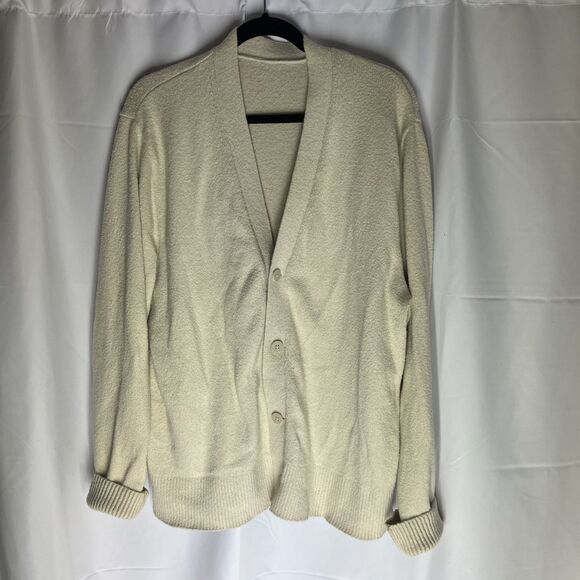 Lululemon Merino Wool Blend Cardigan Large Natural Ivory Beige Men's - Picture 1 of 10